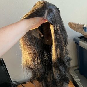 22” dark brown wig, faux